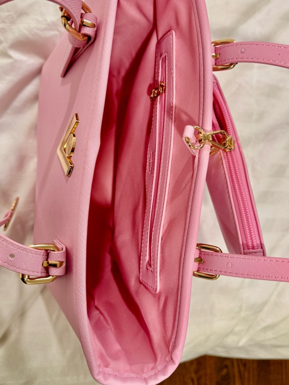 PINK VALENTINO ORLANDI HANDBAG WITH GOLD ACCENTS (NEW) - Picture 10 of 14